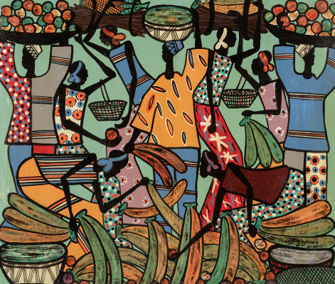 Нгазанья. Рынок. Художественная школа Пото-Пото. Республика Конго, г. Браззавиль. Начало 1970-х гг. Музей Востока