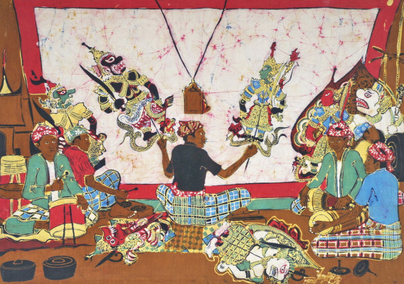 Юсуф Хаджи Абдулла. Спектакль теневого театра. Малайзия, 1977 г. Х/б ткань, живопись в технике батика