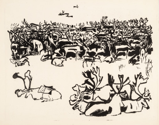 Митурич-Хлебников М.П. Оленье стадо. Москва (по впечатлениям от поездки на Север), 1962 г.