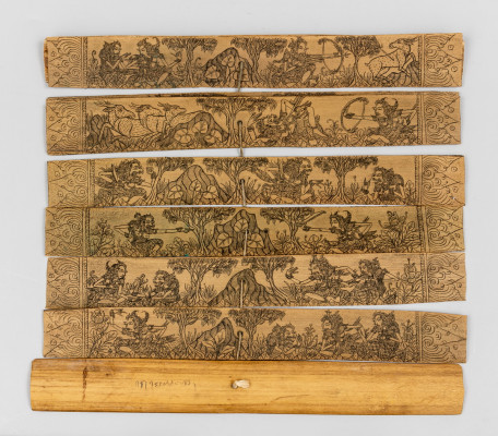 Книга на пальмовых листьях со сценами из «Рамаяны».  о. Бали, 1940-е – начало 1950-х гг.